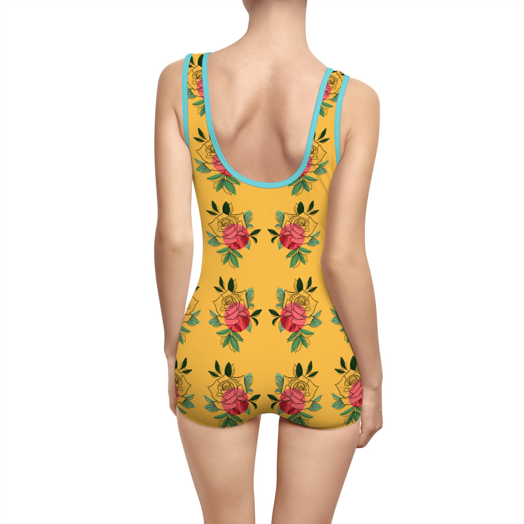 Costume da bagno intero da donna Retrò flowers