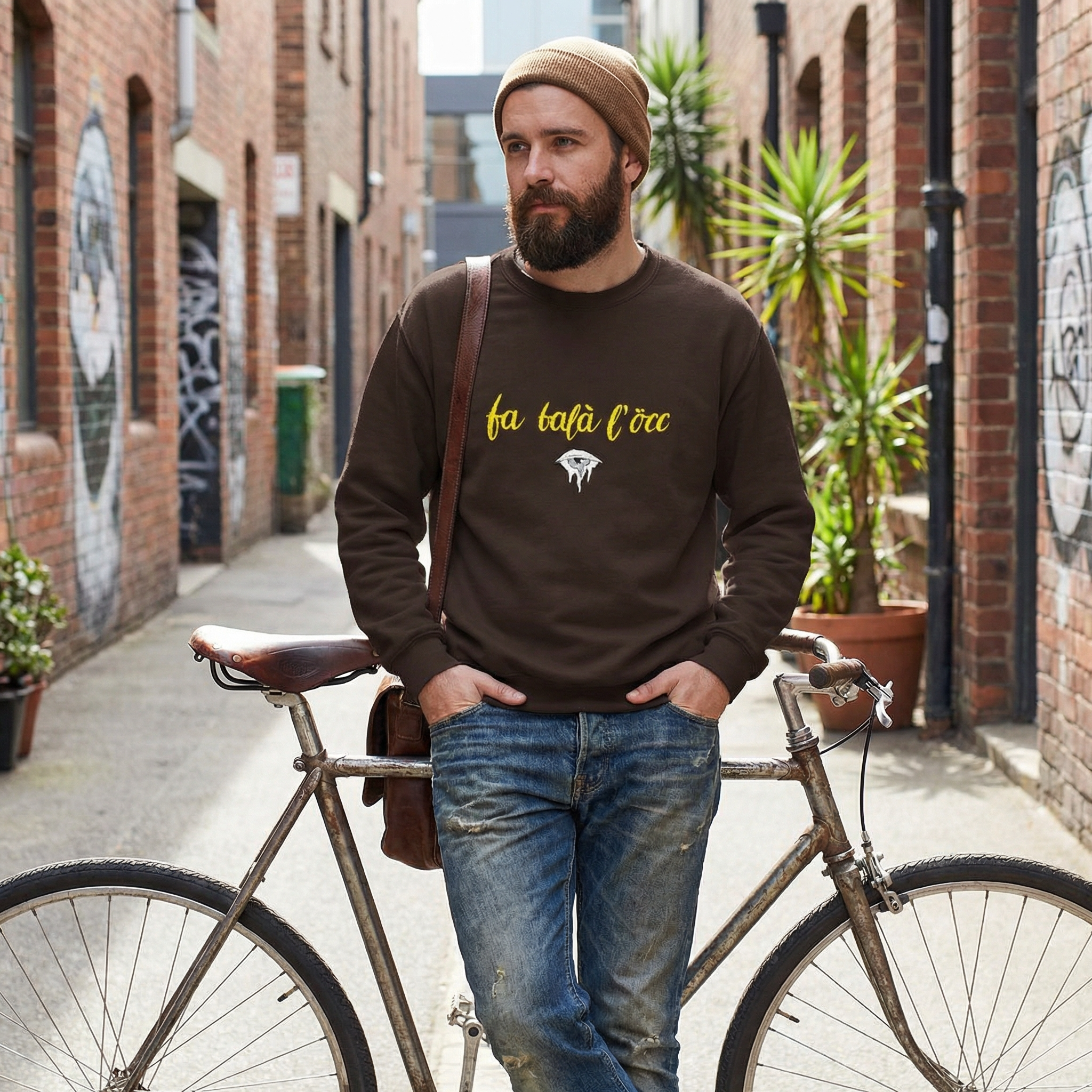 Felpa girocollo - Fa balà l occ 👁️-Valtellina street - Ricamo premium