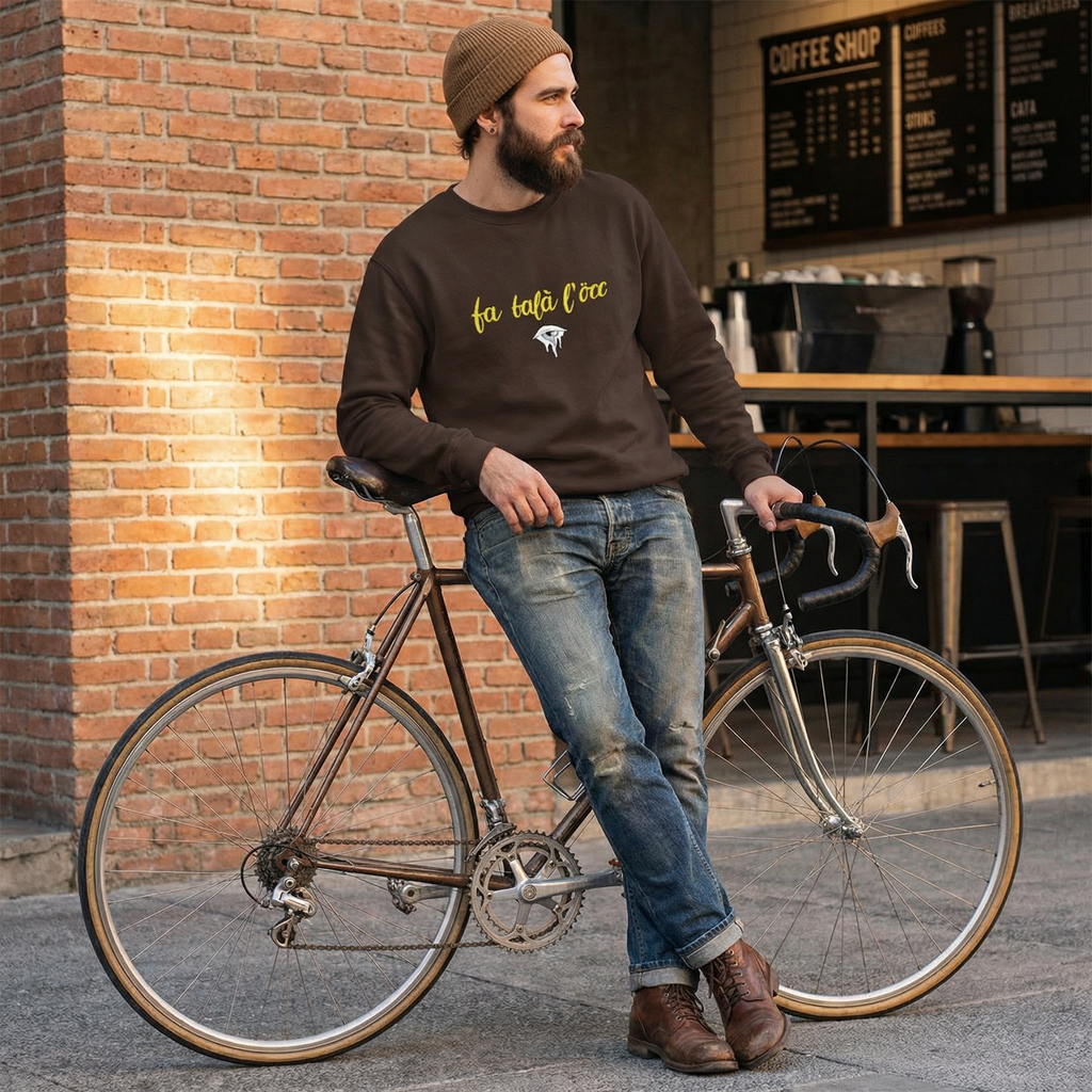 Felpa girocollo - Fa balà l occ 👁️-Valtellina street - Ricamo premium