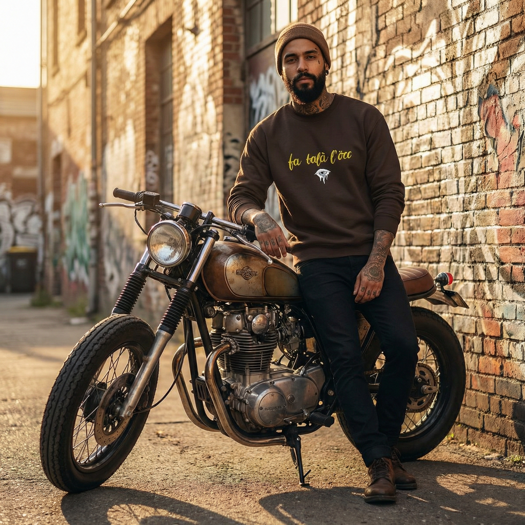 Felpa girocollo - Fa balà l occ 👁️-Valtellina street - Ricamo premium