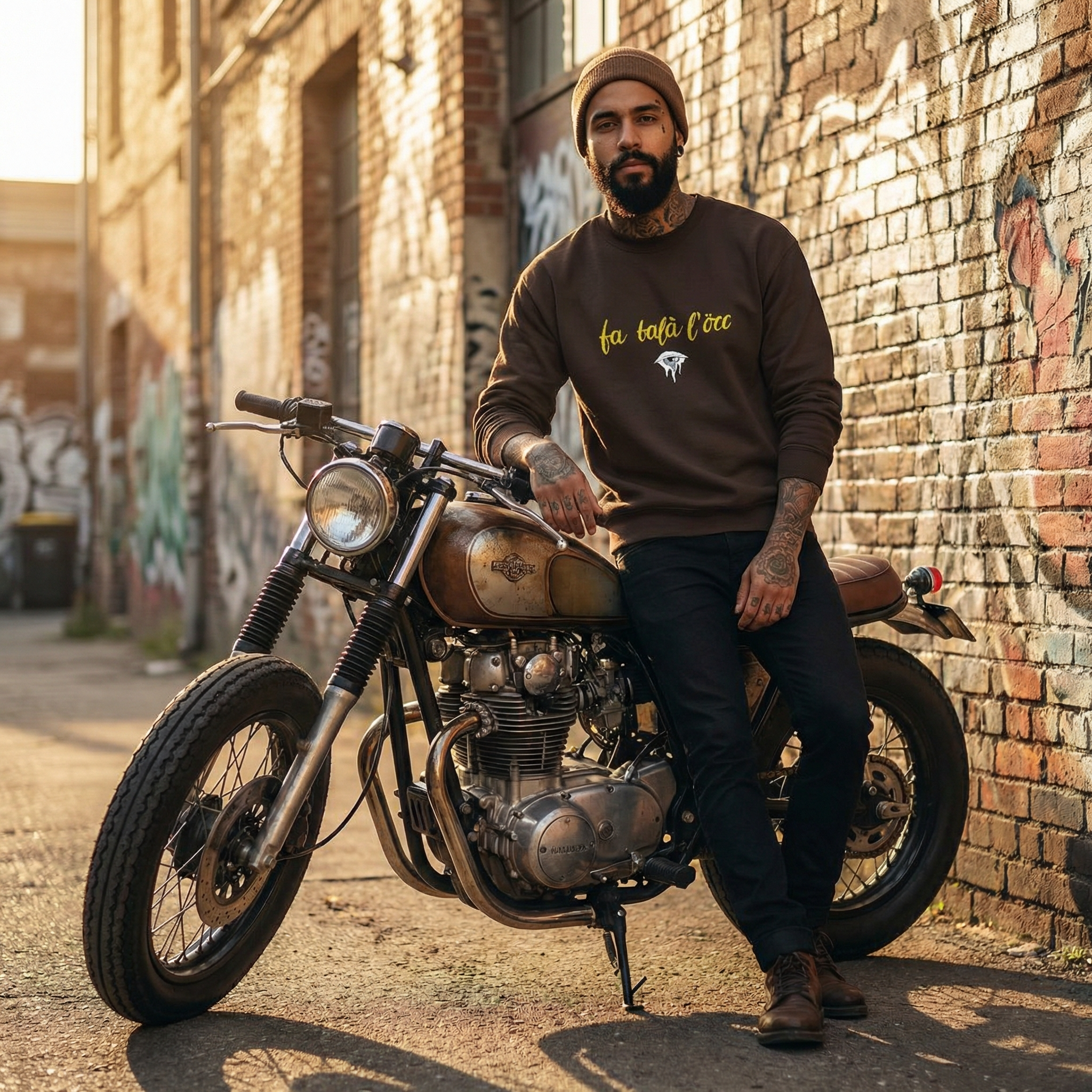 Felpa girocollo - Fa balà l occ 👁️-Valtellina street - Ricamo premium