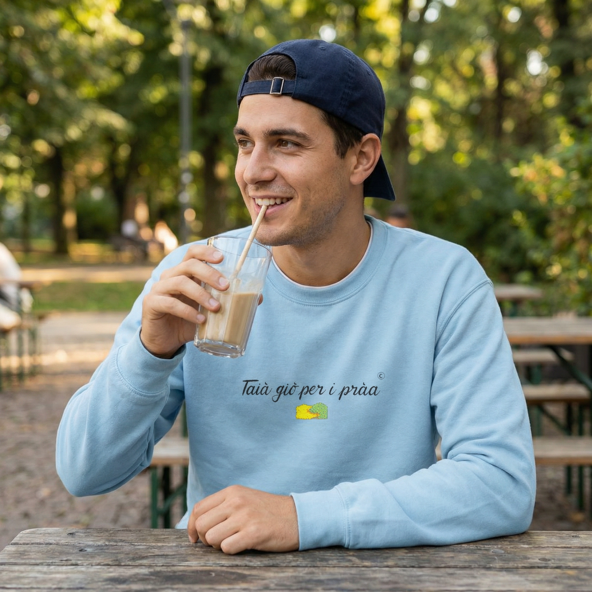 Felpa girocollo- taja giò per i praà ✂- Valtellina street- ricamo PREMIUM