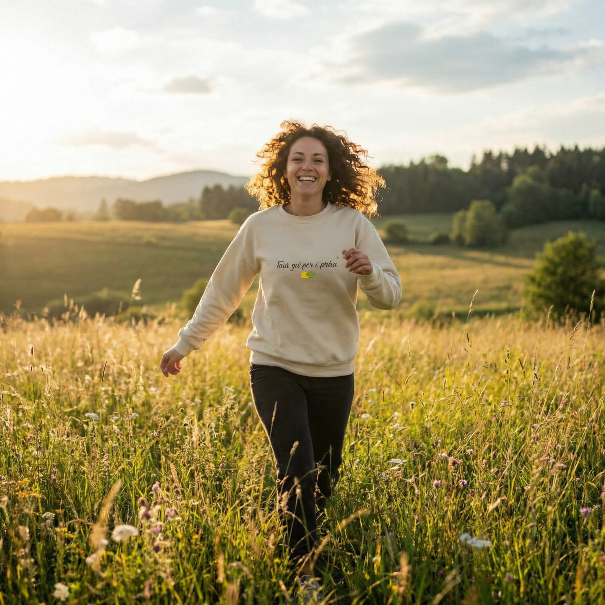 Felpa girocollo- taja giò per i praà ✂- Valtellina street- ricamo PREMIUM