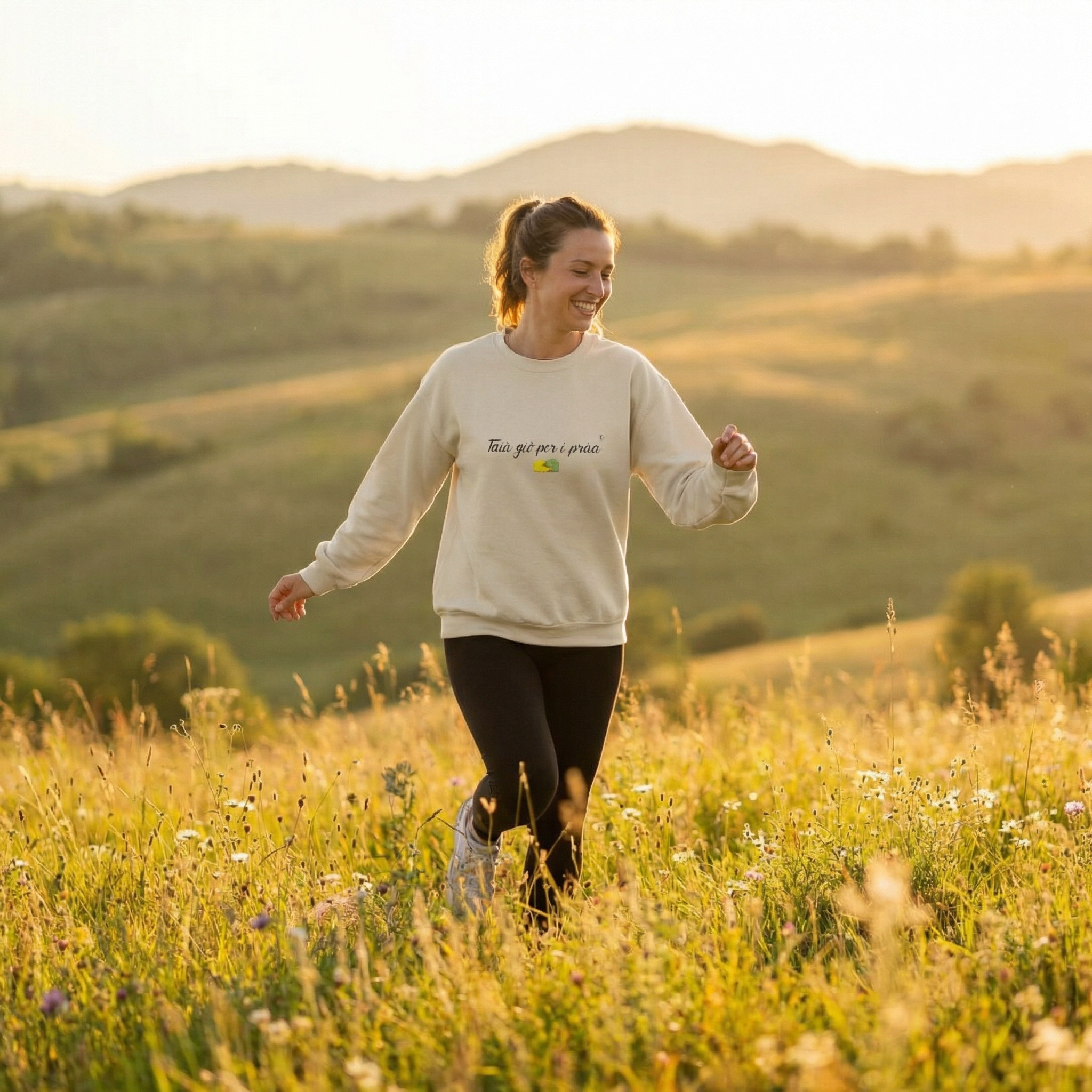 Felpa girocollo- taja giò per i praà ✂- Valtellina street- ricamo PREMIUM