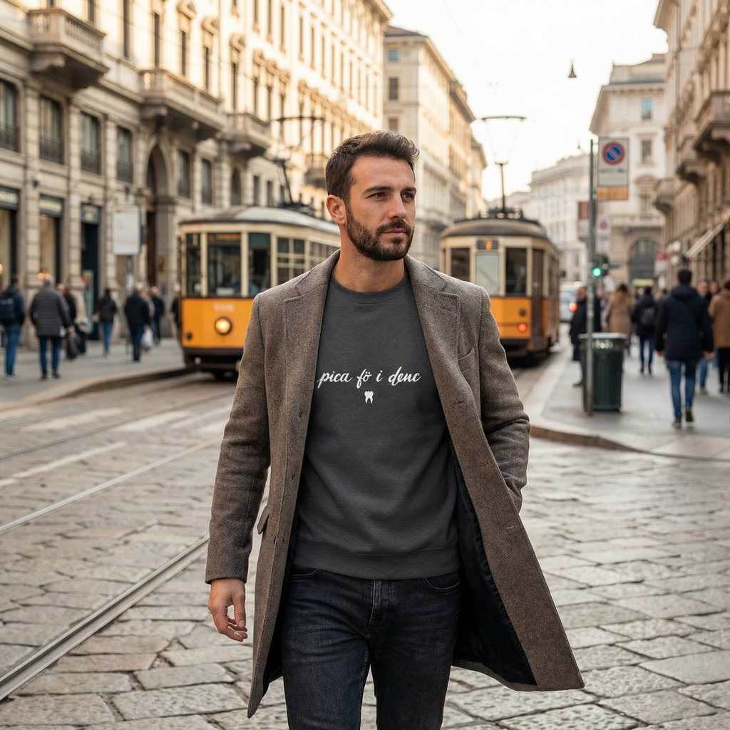 Felpa girocollo - Valtellina street - “Pica fo i denc” 🦷 | RICAMO PREMIUM