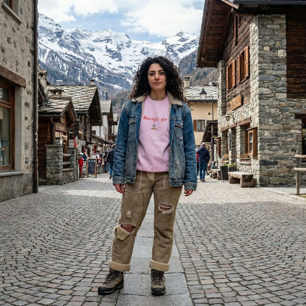 Felpa girocollo- Muchela gioo 🙅‍♂️- Valtellina street- ricamo PREMIUM