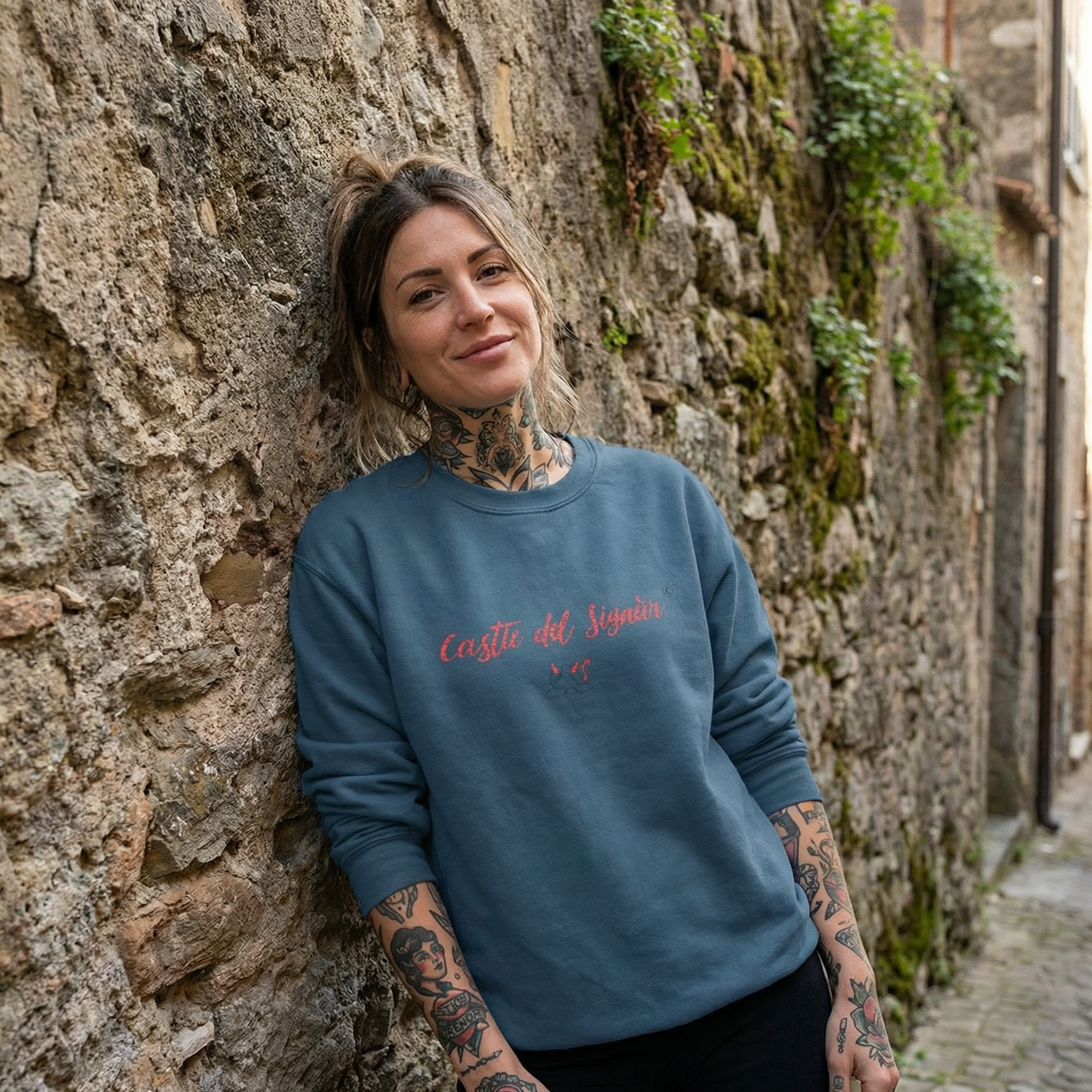 Felpa girocollo - Castic del signur 😈- Valtellina street - ricamo PREMIUM